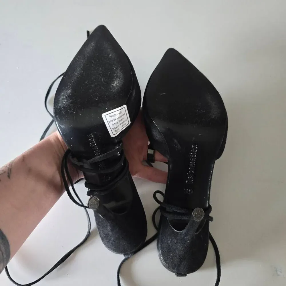 Reformation Paris Black Suede Pumps 7.5 Designer Luxury Office Formal Career